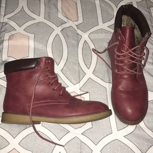 Burgundy/red combat boots
